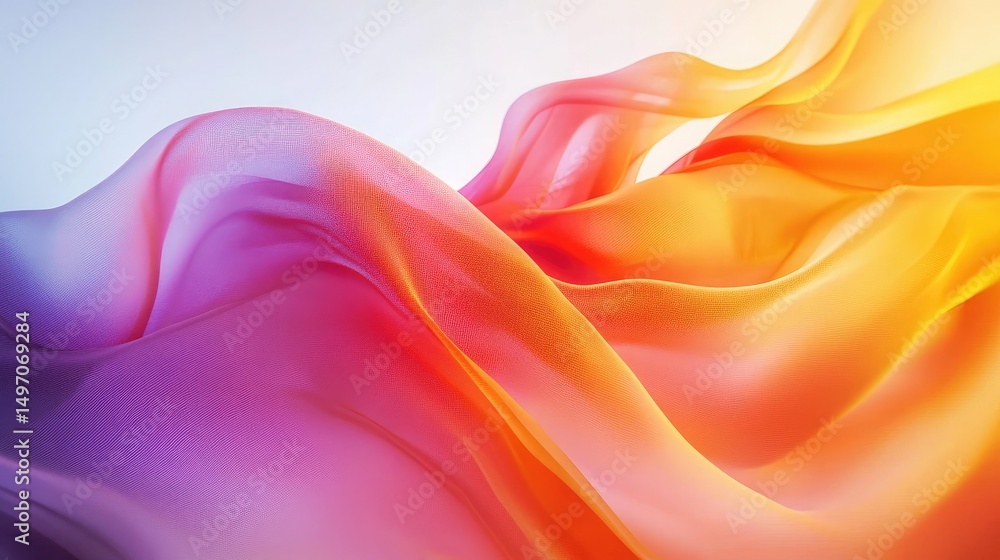 Fototapeta premium Abstract colorful fabric draped in soft waves