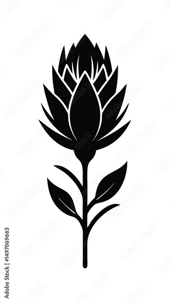 Black Silhouette Protea Flower Icon Black Silhouette Protea Flower Icon