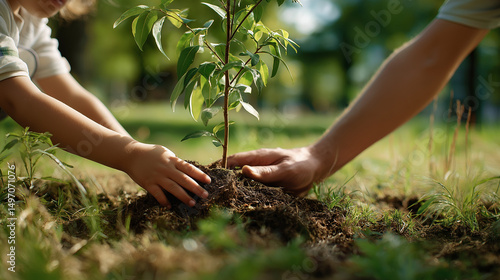 Photos Child Planting Tree Green Eco Friendly Reforestation 4K - Environment Day Concep