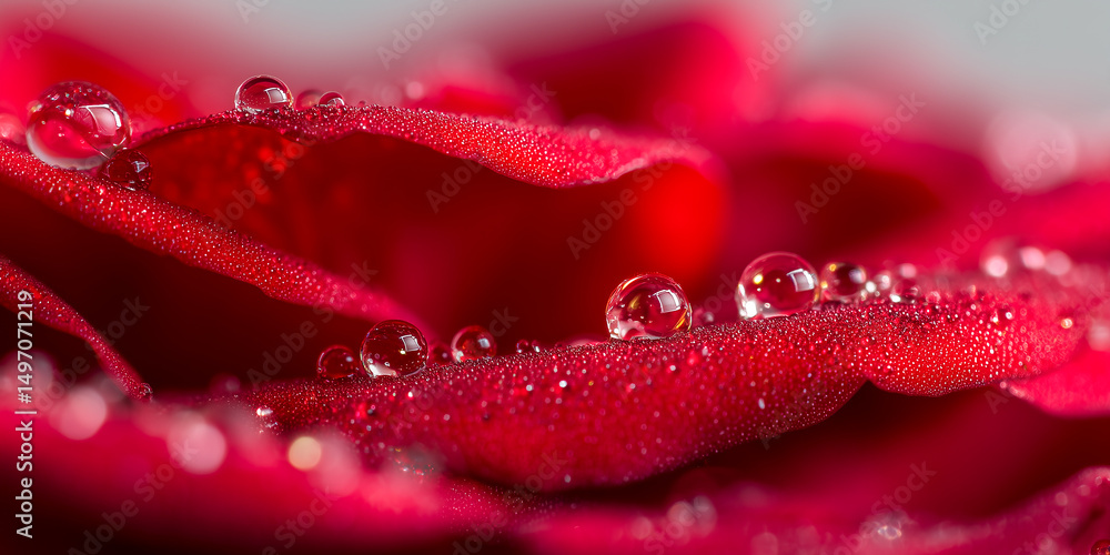 Dew Drops on Rose Petal Close-Up Dew Drops on Rose Petal Close-Up