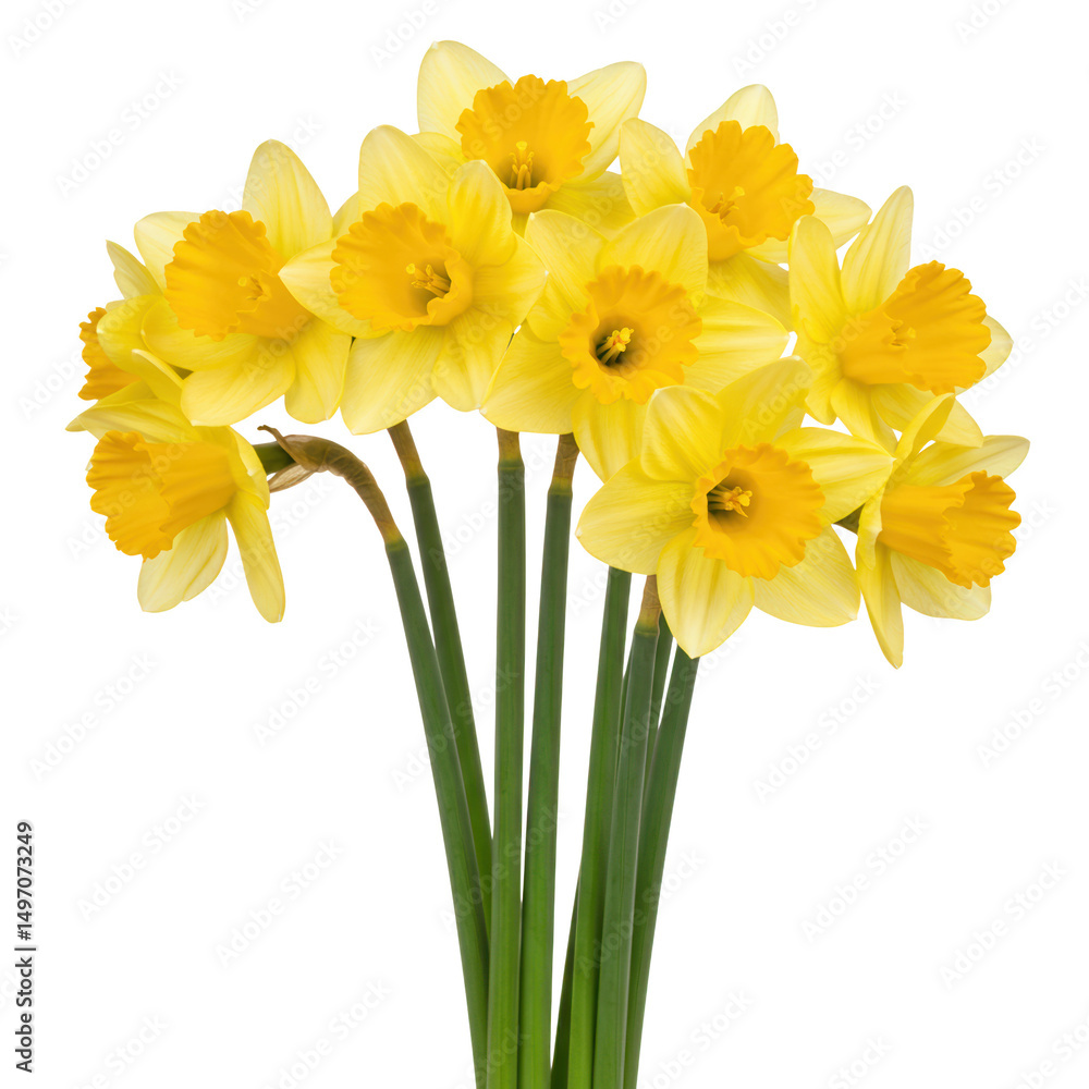 Bunch of yellow daffodils isolated on transparent background Bunch of yellow daffodils isolated on transparent background