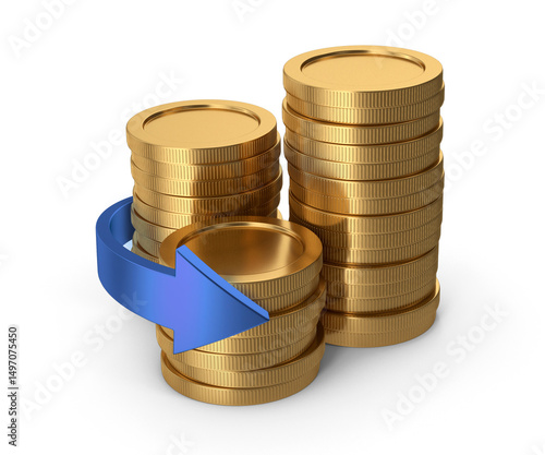 Golden coins and arrow, cashback illustration, iGaming
