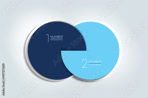 Two business elements banner, template. 2 steps design, chart, infographic, step by step number option, layout. 3D cyrcle style.
