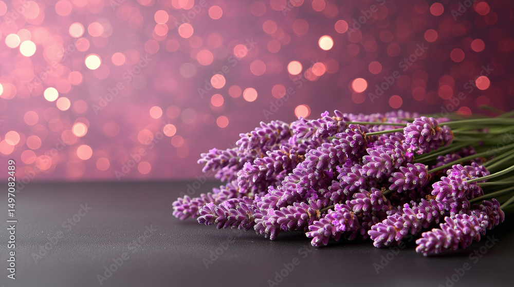 Obraz premium violet lavender flowers arranged on white background. Top view, flat lay. Minimal concept. Dry flower floral composition. Pastel colors.