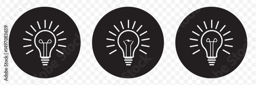 Light bulb icon set. Glowing light bulb on Transparent Background. EPS 10.