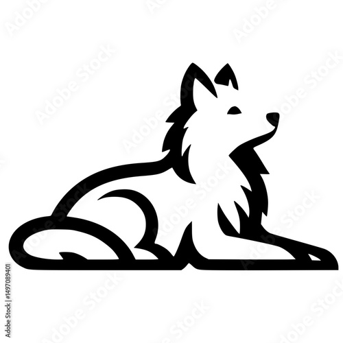 The silhouette of a wolf is waiting