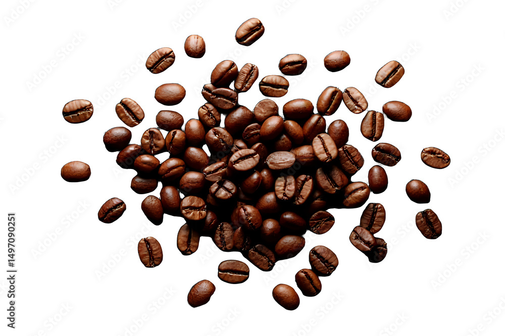 Obraz premium coffee-beans-roasted-arabica-close-up-dark-background-isolated