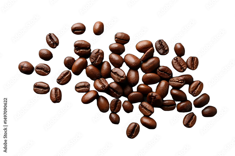 Obraz premium coffee-beans-roasted-arabica-close-up-dark-brown-isolated-image