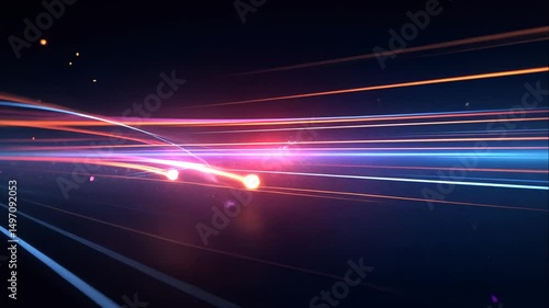 Dynamic Abstract Background with Horizontal Light Streaks and Colors