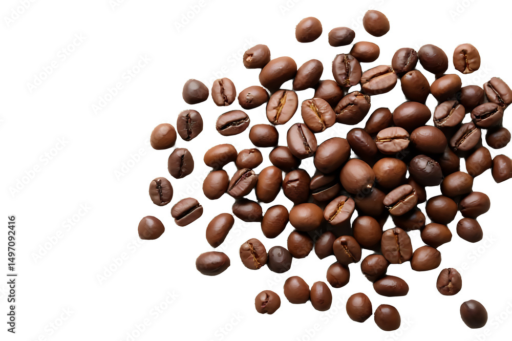 Naklejka premium coffee-beans-roasted-grains-caffeine-drink-food-isolated-background