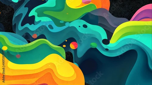 Vibrant Abstract Watercolor Design with Flowing Colorful Waves