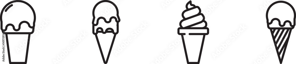 Ice cream icon set in line style. Ice cream vector illustration Ice cream icon set in line style. Ice cream vector illustration