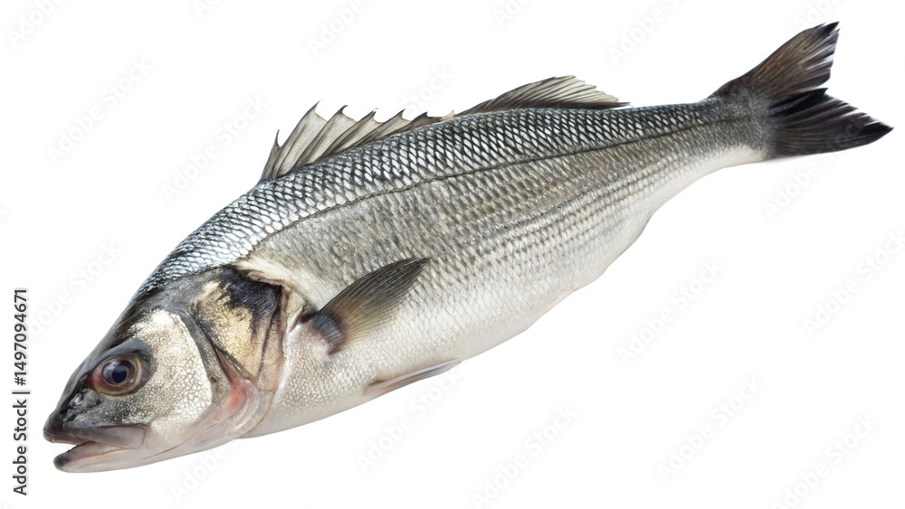 Fototapeta premium fresh sea bass fish isolated on white background 