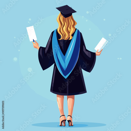 Graduation celebration with diploma and certificate