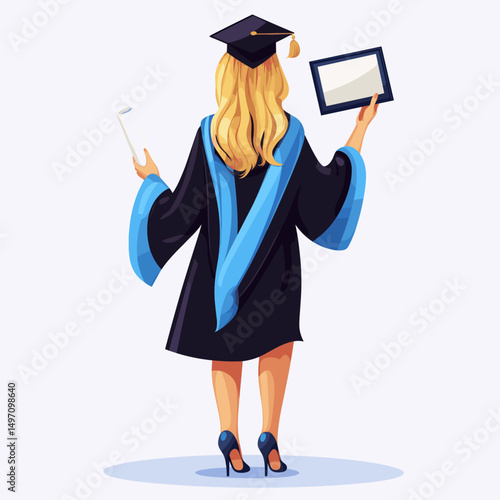 Graduation celebration with diploma and certificate