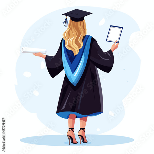 Graduation celebration with diploma and certificate