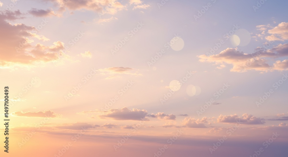 Obraz premium 穏やかな空と雲の背景素材、夕焼けの空模様