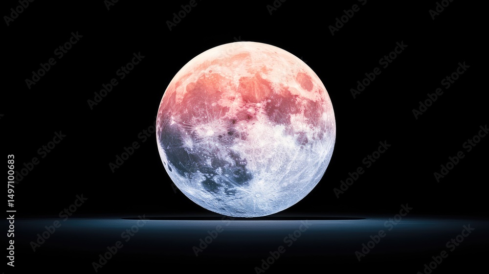 Fototapeta premium Iridescent lunar sphere rests on surface