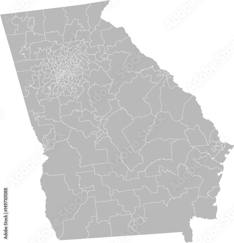 Georgia state house districts vector map (Albers equal area conic projection, PPT-compatible & fully editable)