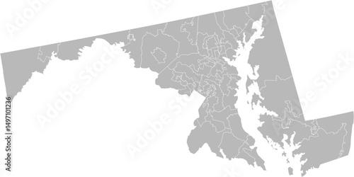 Maryland state house districts vector map (Albers equal area conic projection, PPT-compatible & fully editable)