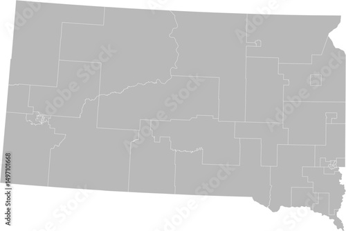 South Dakota state house districts vector map (Albers equal area conic projection, PPT-compatible & fully editable)