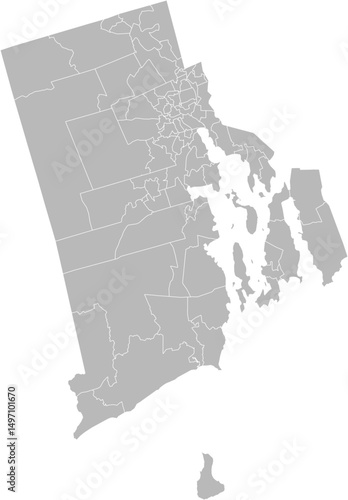 Rhode Island state house districts vector map (Albers equal area conic projection, PPT-compatible & fully editable)