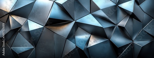 Abstract Dark Blue Metallic Triangular Texture Background