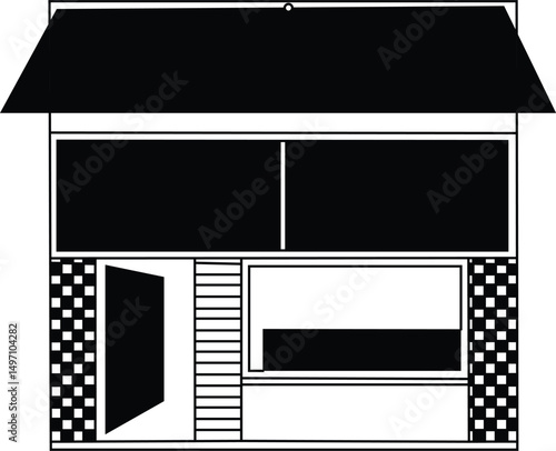  front coffee shop layout illustration Lines