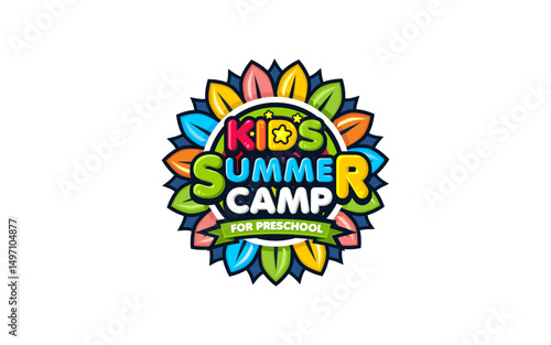 Illustration vector graphic of kids summer camp logo design template