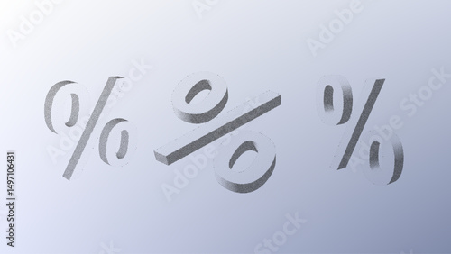 Dotwork pattern percent symbol. Black noise stipple dots percent sign. Sand grain effect. Black dots grunge banner, poster. 3d symbol from different angles. Grainy gradient noise dotwork pattern.