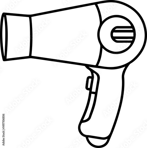 hairdryer outline line art illustration, coloring book page