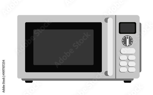 Microwave Oven – Flat Vector Illustration of Kitchen Appliance