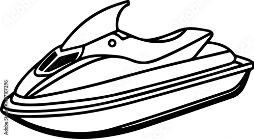 Jet ski outline line art illustration, coloring book page