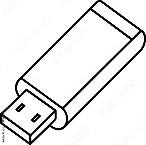 USB drive outline line art illustration, coloring book page