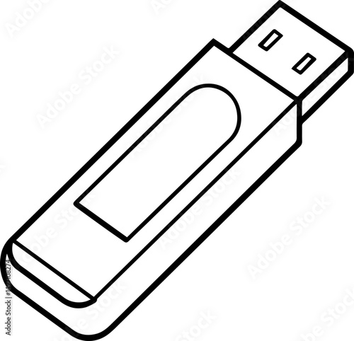 USB drive outline line art illustration, coloring book page