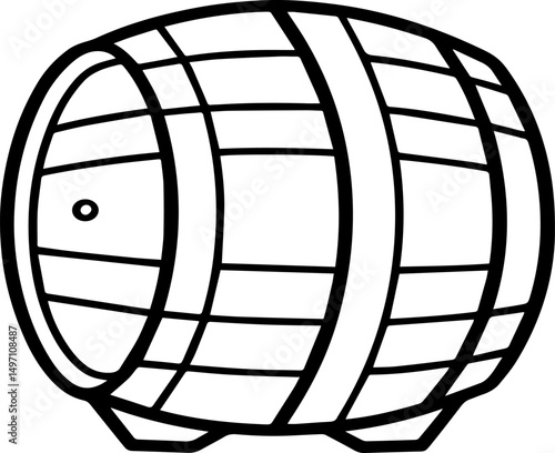 barrel outline line art illustration, coloring book page