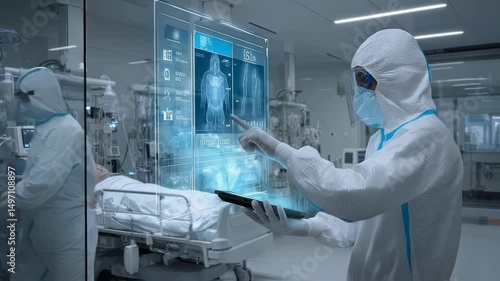 Innovative medical technology assists healthcare professionals in analyzing patient information, improving diagnosis and treatment within a modern hospital setting