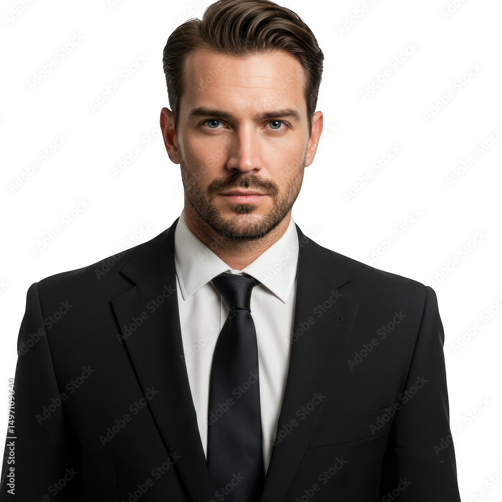 Portrait of a confident businessman in a suit isolated on transparent background Portrait of a confident businessman in a suit isolated on transparent background
