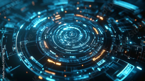 Wallpaper Mural Abstract futuristic circular interface Torontodigital.ca