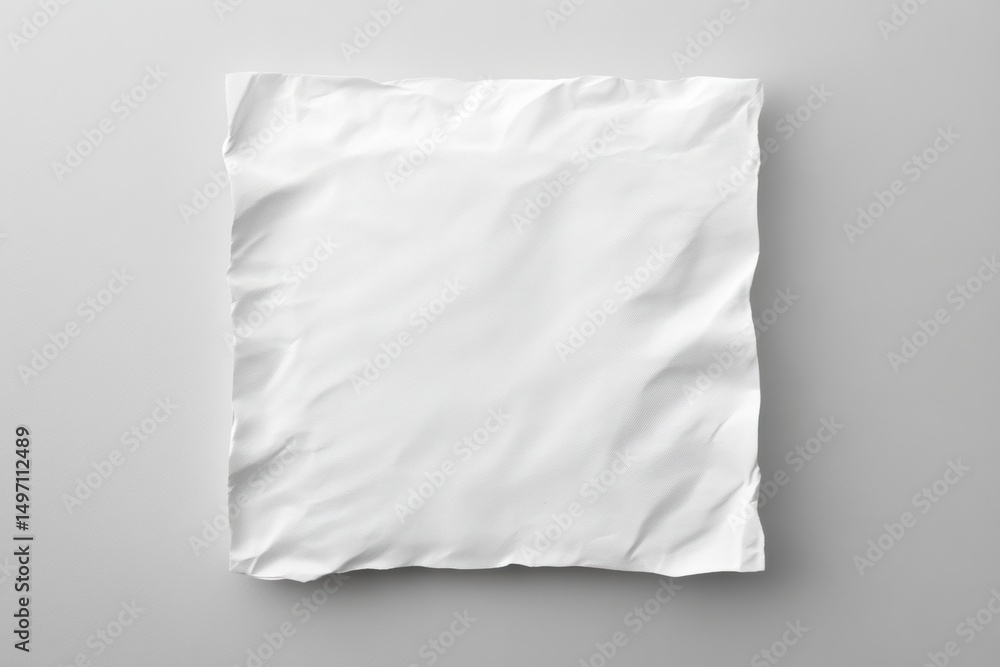 Crumpled white paper on a light gray surface showcasing texture and folds for various design purposes and creative projects Crumpled white paper on a light gray surface showcasing texture and folds for various design purposes and creative projects
