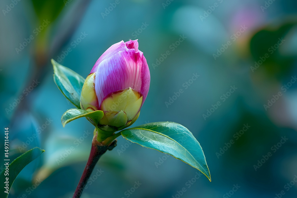 Fototapeta premium Close-up of a delicate pink flower bud.