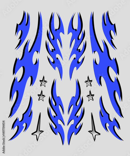 Blue classic tribal livery design for JDM drift racing cars