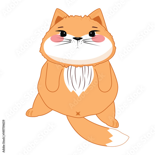Adorable kitten lying belly up with visible tail hole, funny and sweet animal illustration for kids.