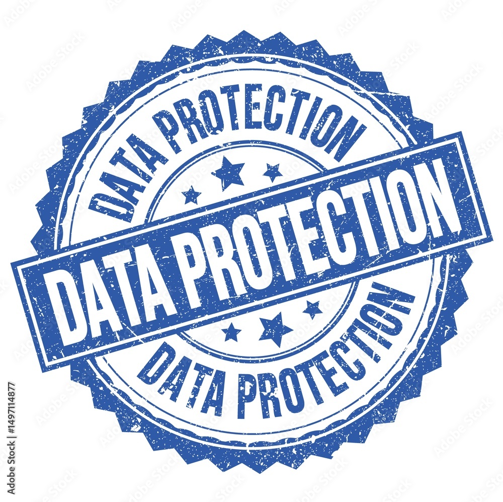 Obraz premium DATA PROTECTION text on blue round stamp sign