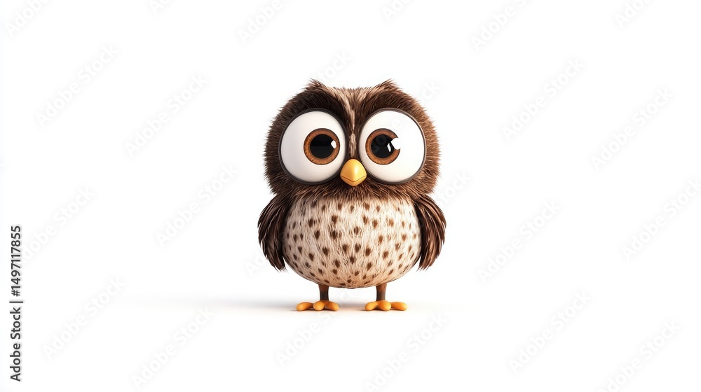 Naklejka premium Animated owl with big eyes