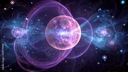 Abstract Spherical Design with Vibrant Cosmic Energy and Light Effects