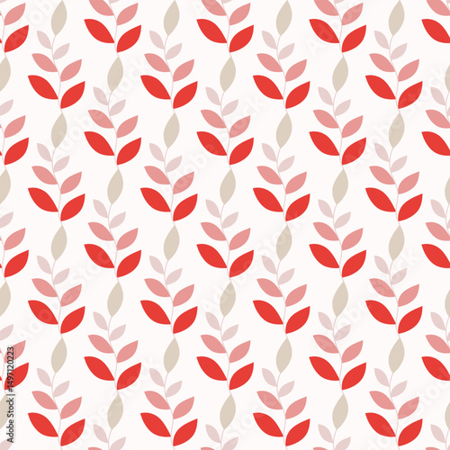 Seamless pattern of hand drawn of doodle leaves on isolated background. Design for festive occasions, greeting cards, home and nursery decor, wrapping paper, scrap booking, paper crafts.