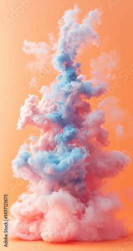 Pastel Smoke Plume with Orange Background.
