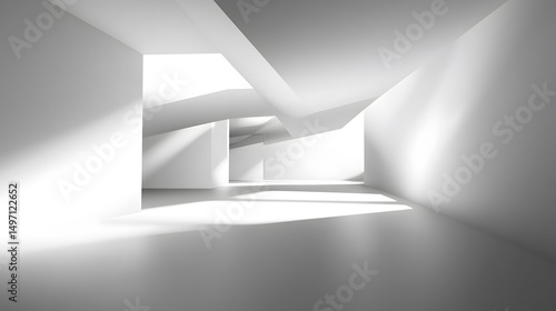 Wallpaper Mural Abstract White Architectural Interior Design, Modern Minimalist Space with Sunlight Torontodigital.ca