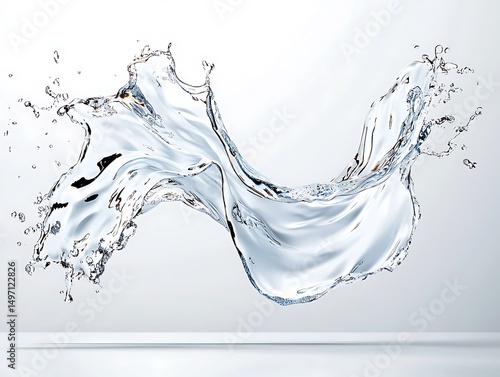 Dynamic Fluid Splash with Graceful Curves Capturing the Essence of Pure Water Movement in Bright Light